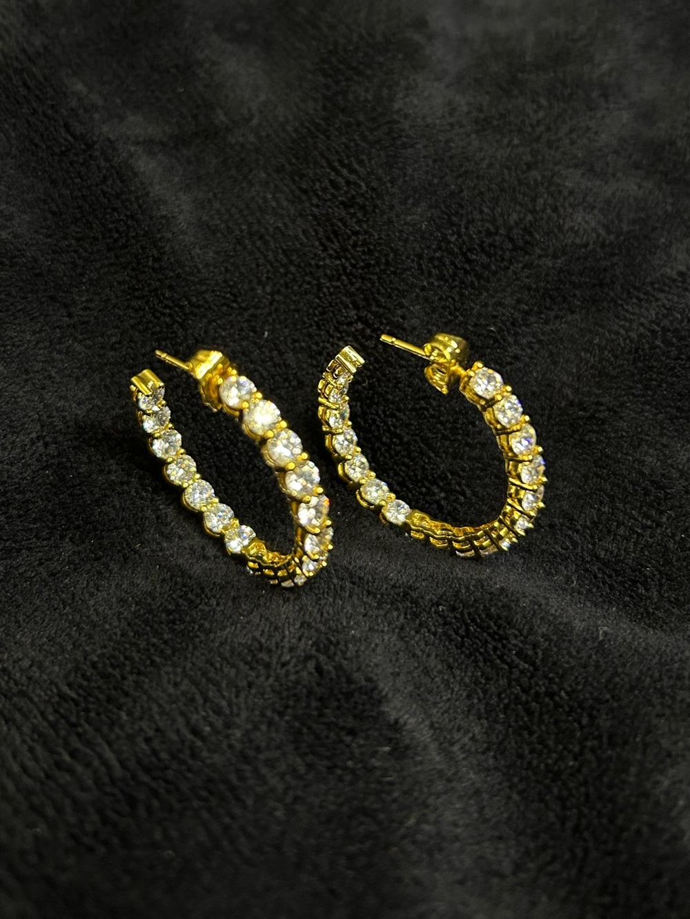 Gold-Tone Crystal Hoop Earrings - Sparkling Pavé Accent